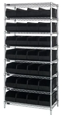 Quantum WR8-483 Wire Shelving System with 8 Shelves, 21" x 36" x 74"