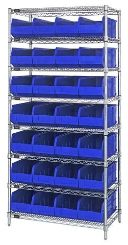 Quantum WR8-483 Wire Shelving System with 8 Shelves, 21" x 36" x 74"