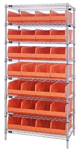 Quantum WR8-483 Wire Shelving System with 8 Shelves, 21" x 36" x 74"