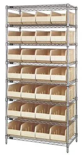 Quantum WR8-483 Wire Shelving System with 8 Shelves, 21" x 36" x 74"
