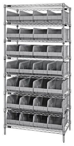 Quantum WR8-483 Wire Shelving System with 8 Shelves, 21" x 36" x 74"