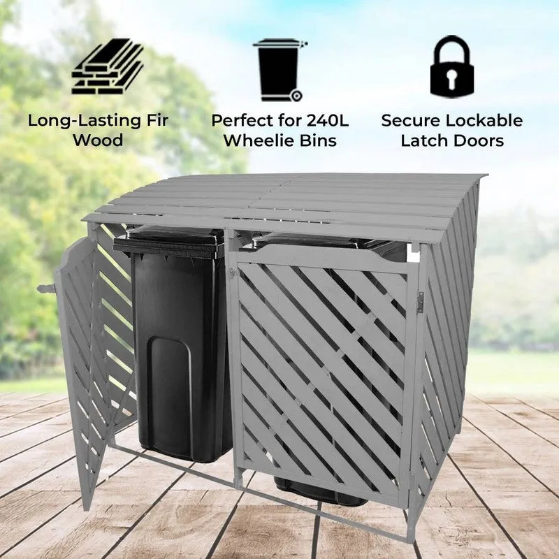 Raven Double 4' 10" x 3' Pent Wheelie Bin Store - Classic Sprayed Vented