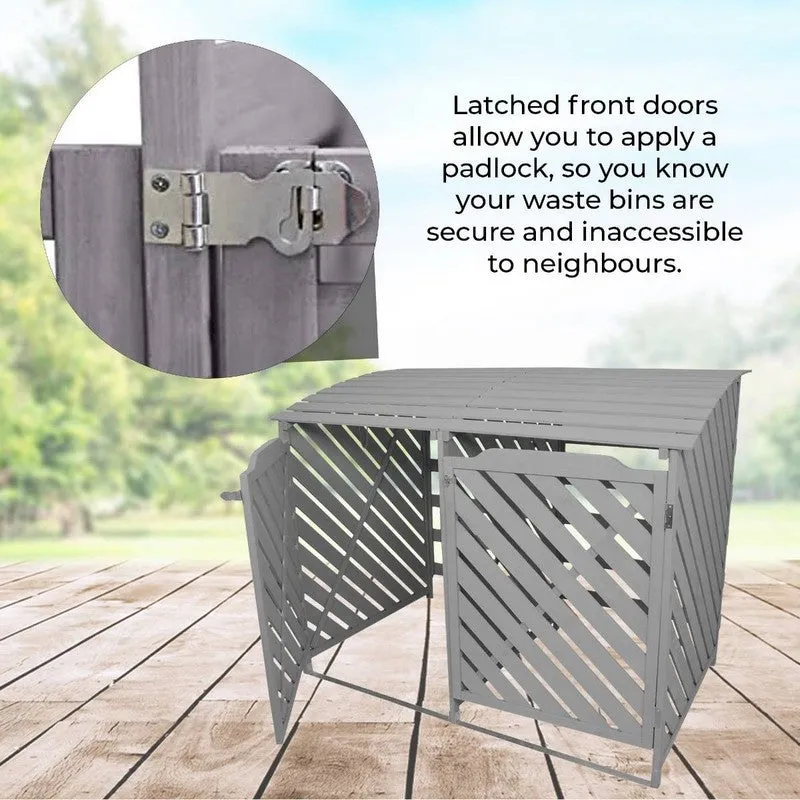 Raven Double 4' 10" x 3' Pent Wheelie Bin Store - Classic Sprayed Vented