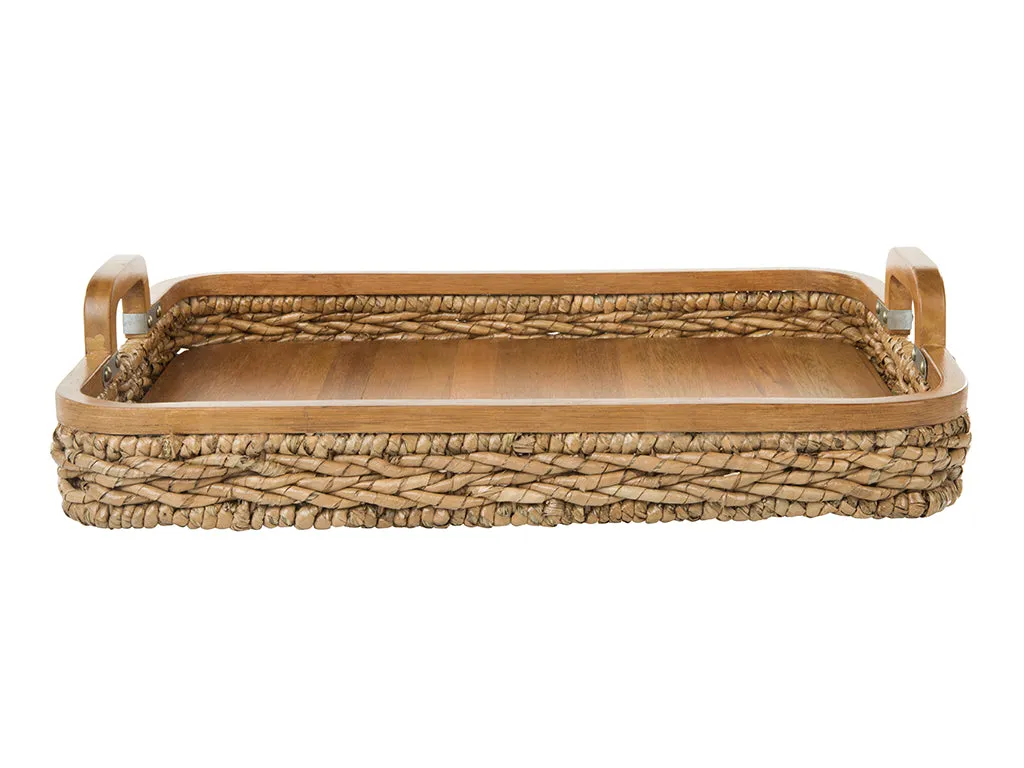 Rectangular Anson Serving Tray in Sea Grass with Solid Wood Bottom