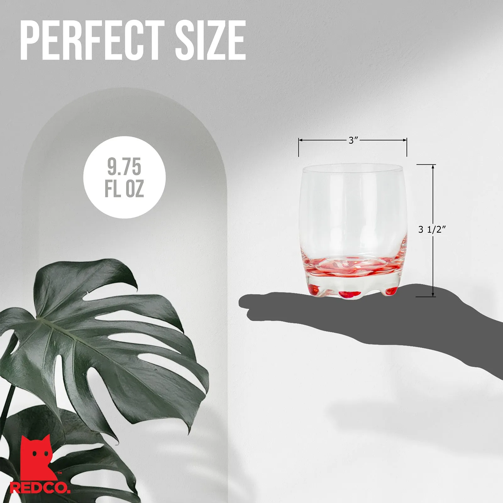 Red Co. Vibrant Splash Water/Beverage Glasses, 9.75 Ounce