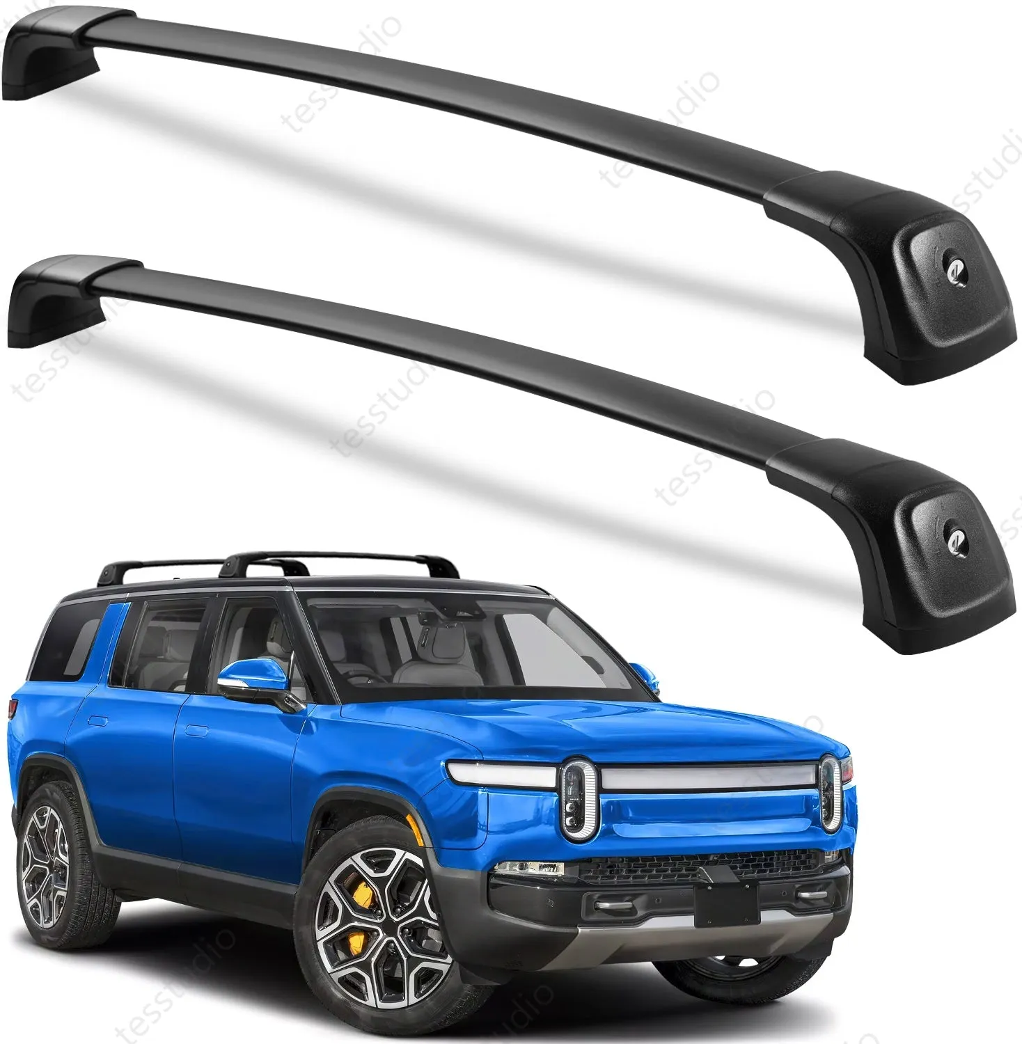 Rivian R1S/R1T Lockable Roof Rack Cross Bars Rails Crossbars Cargo Rooftop Carrier Tesstudio®
