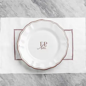 Set of 3 decorated ceramic plates: 1 flat plate, 1 soup plate, 1 dessert plate