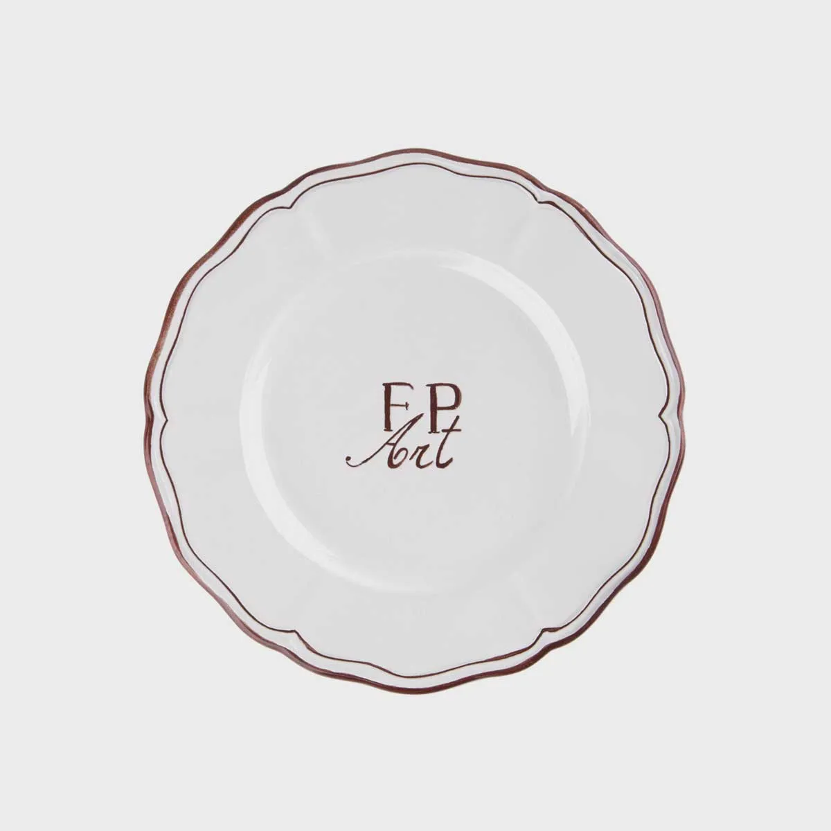 Set of 3 decorated ceramic plates: 1 flat plate, 1 soup plate, 1 dessert plate