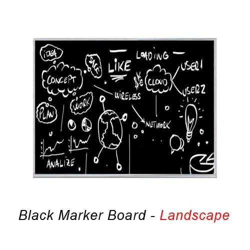 Silver Trim Metal Frame 11x14 Magnetic Black Wet Erase Marker Board | Porcelain on Steel