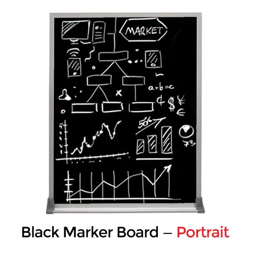 Silver Trim Metal Frame 12x18 Magnetic Black Wet Erase Marker Board | Porcelain on Steel