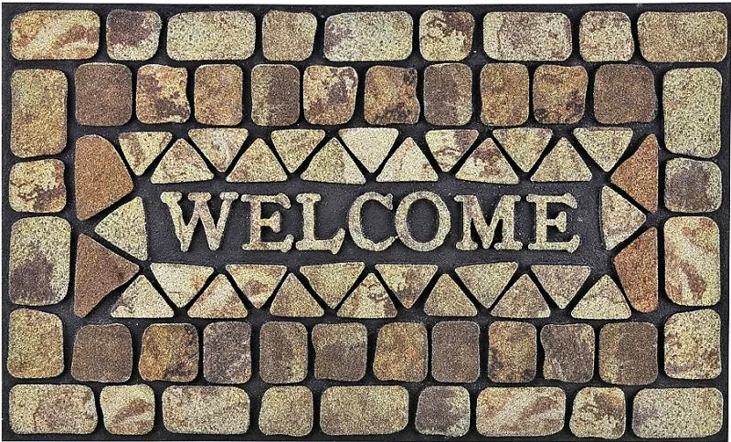 Simple Spaces DM-183006 Door Mat, 30 in L, 18 in W, Flocking Pattern, Polyester Surface :EA: QUANTITY: 1