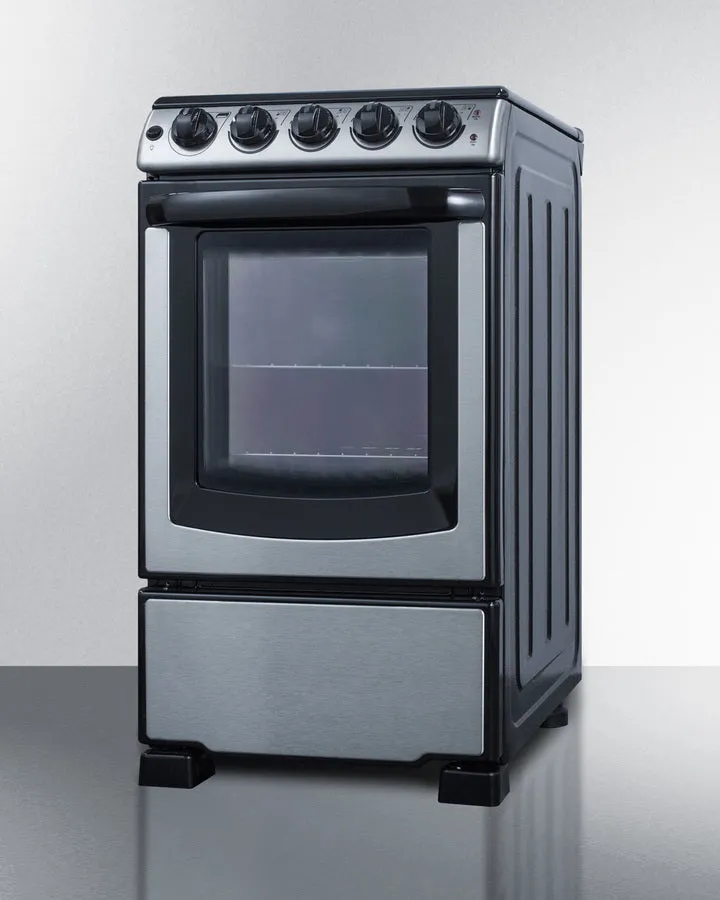 Summit 20" Wide Electric Smooth-Top Range in Stainless Steel - REX2071SSRT