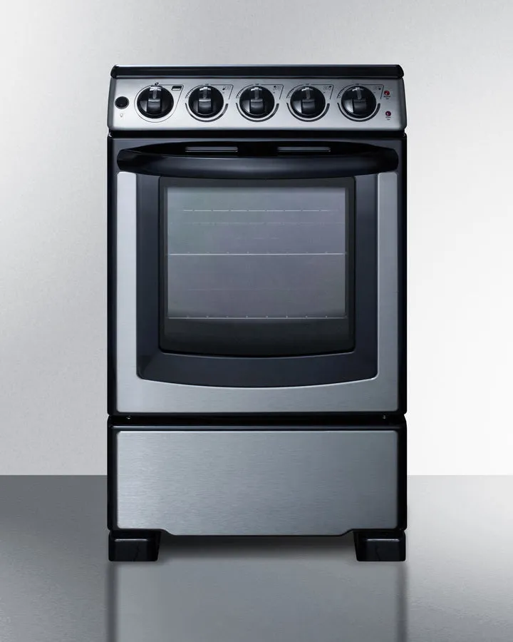 Summit 20" Wide Electric Smooth-Top Range in Stainless Steel - REX2071SSRT