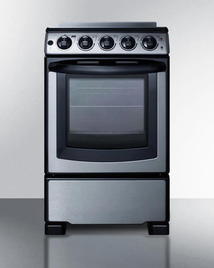 Summit 20" Wide Electric Smooth-Top Range in Stainless Steel - REX2071SSRT