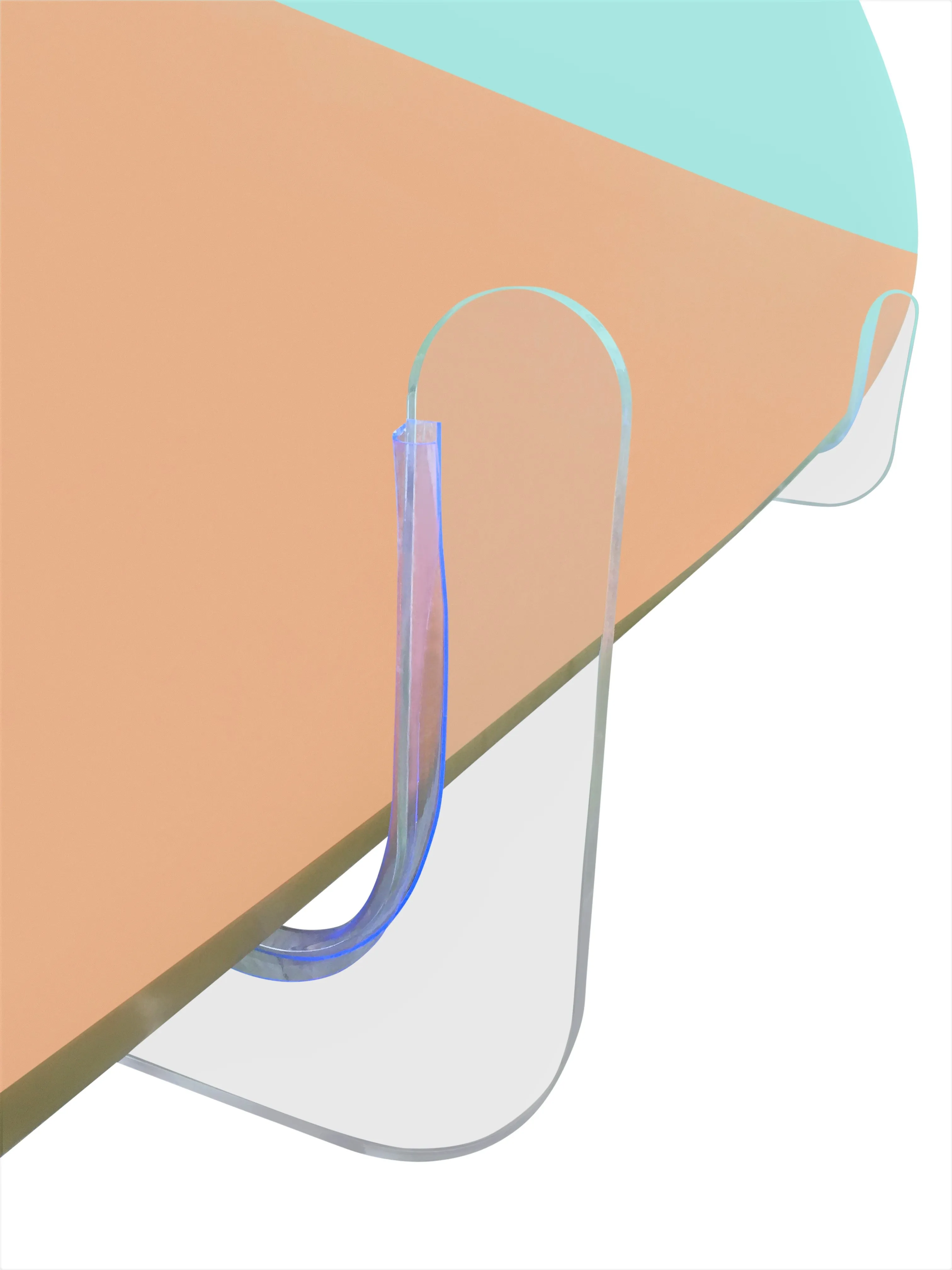 Surfboard Wall Rack RAIL UP - Fins up to 10" - Clear Mount Acrylic