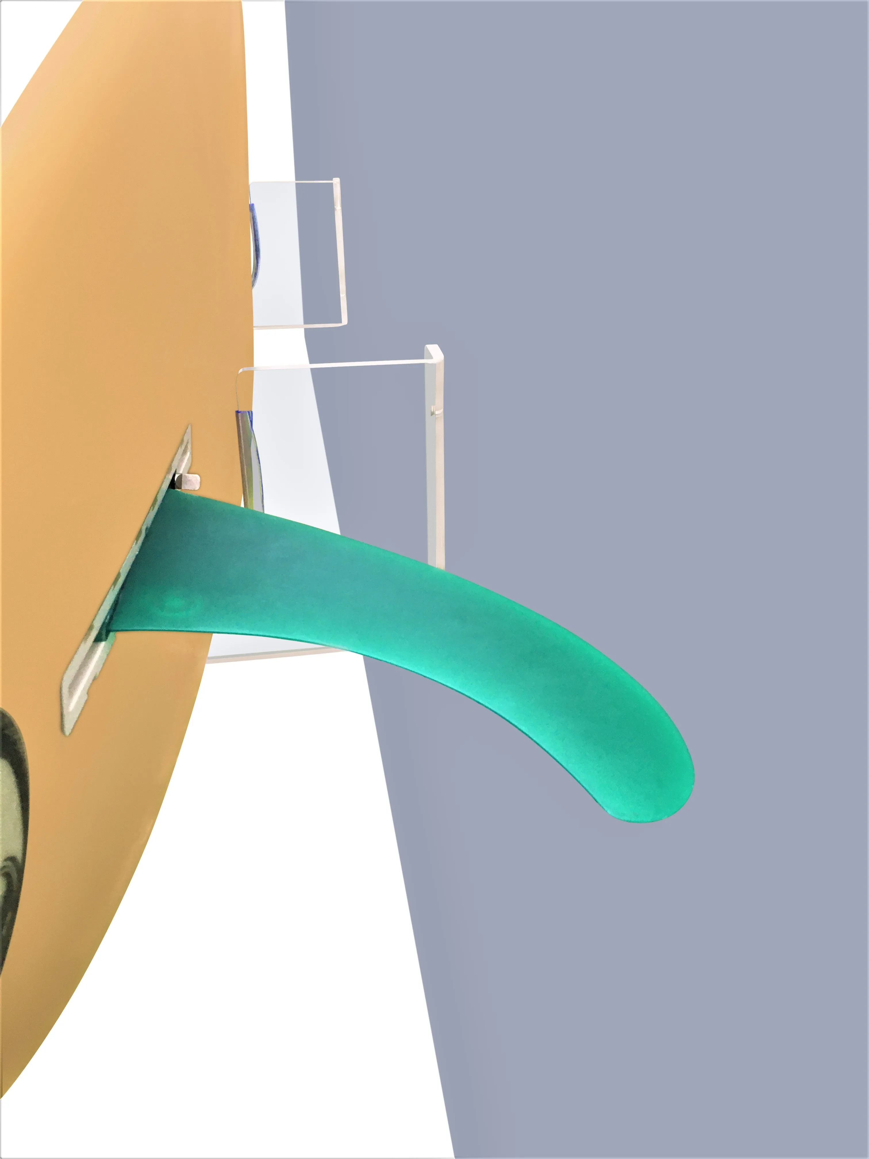 Surfboard Wall Rack RAIL UP - Fins up to 10" - Clear Mount Acrylic