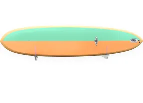 Surfboard Wall Rack RAIL UP - Fins up to 10" - Clear Mount Acrylic