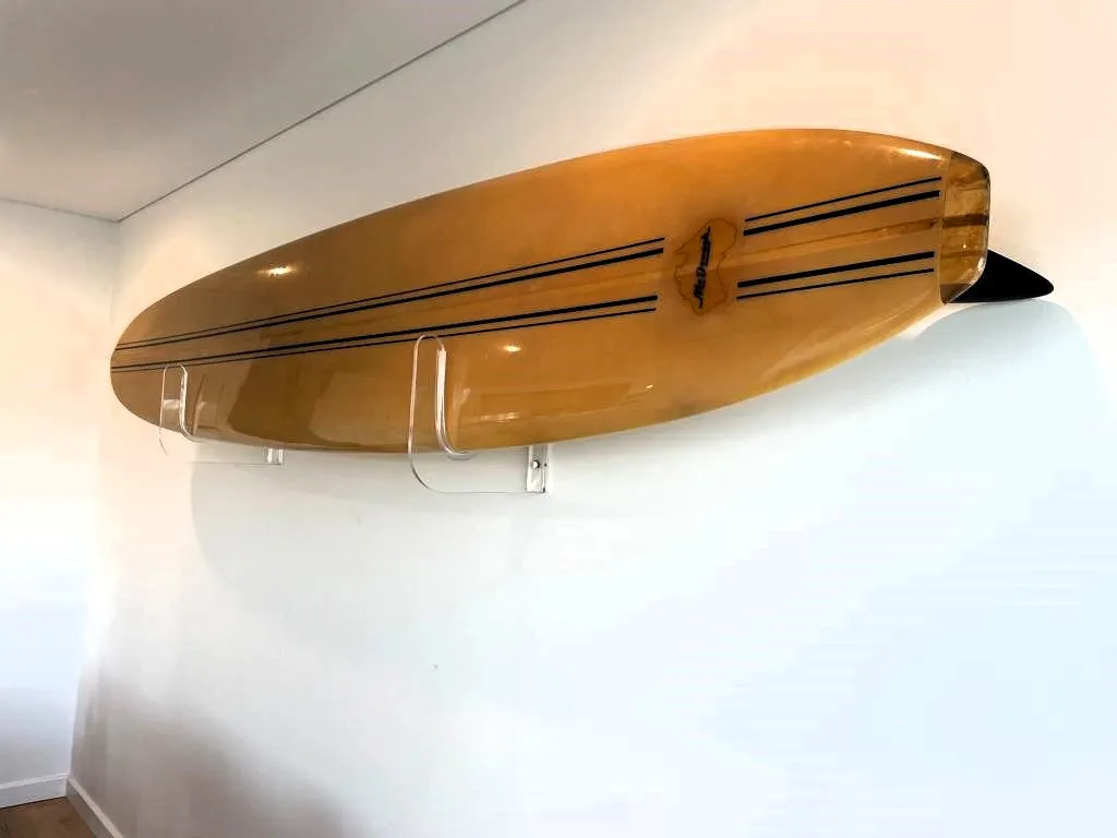 Surfboard Wall Rack RAIL UP - Fins up to 10" - Clear Mount Acrylic