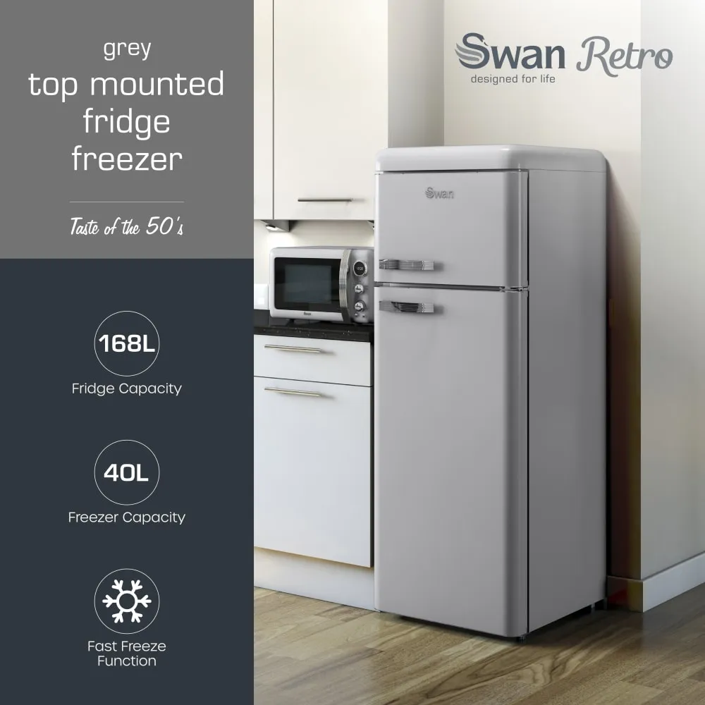 Swan Top Mounted Retro Fridge Freezer