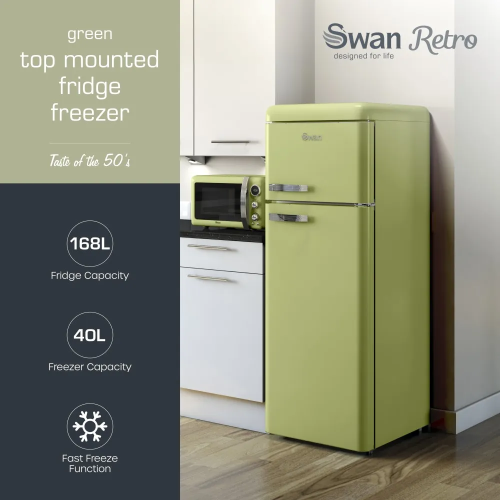 Swan Top Mounted Retro Fridge Freezer