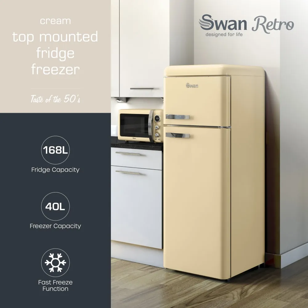 Swan Top Mounted Retro Fridge Freezer