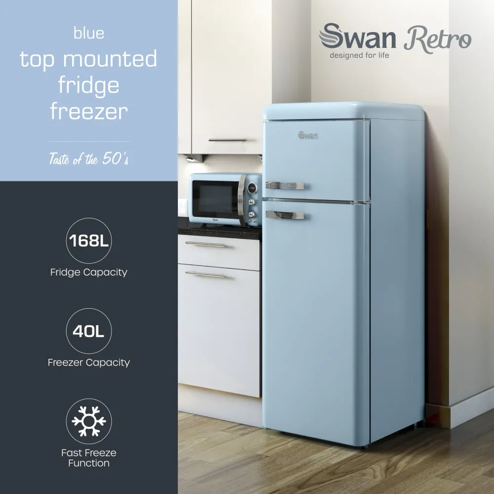 Swan Top Mounted Retro Fridge Freezer
