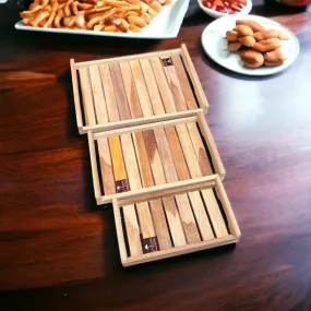 Teak Wood Serving Tray Set of 3 Pcs