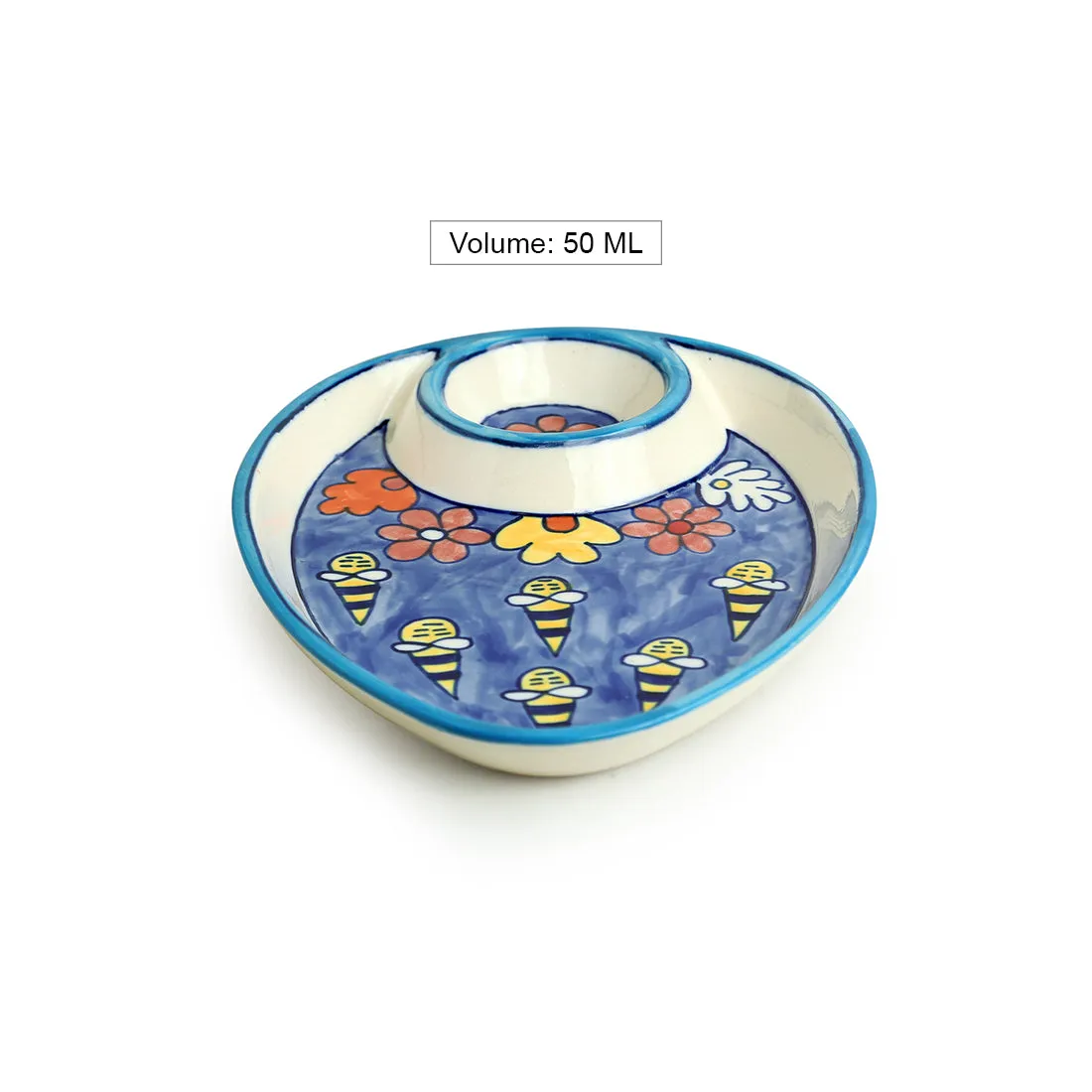 'The Bee Collective' Hand-painted Ceramic Chip-N-Dip Platter (Microwave Safe)