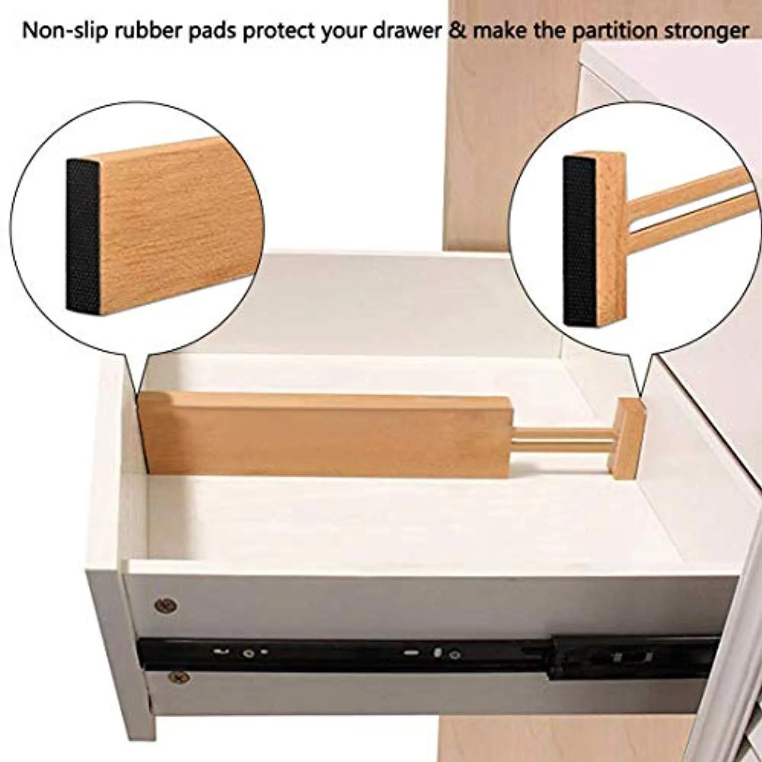 TILEMALL Bamboo Kitchen Drawer Dividers Drawer Organizers Expandable Drawer Dividers Wood Desk Drawer Organizers, Tray Organizer for Kitchen, Baby Drawer, Bathroom, Bedroom, Office or Dresser