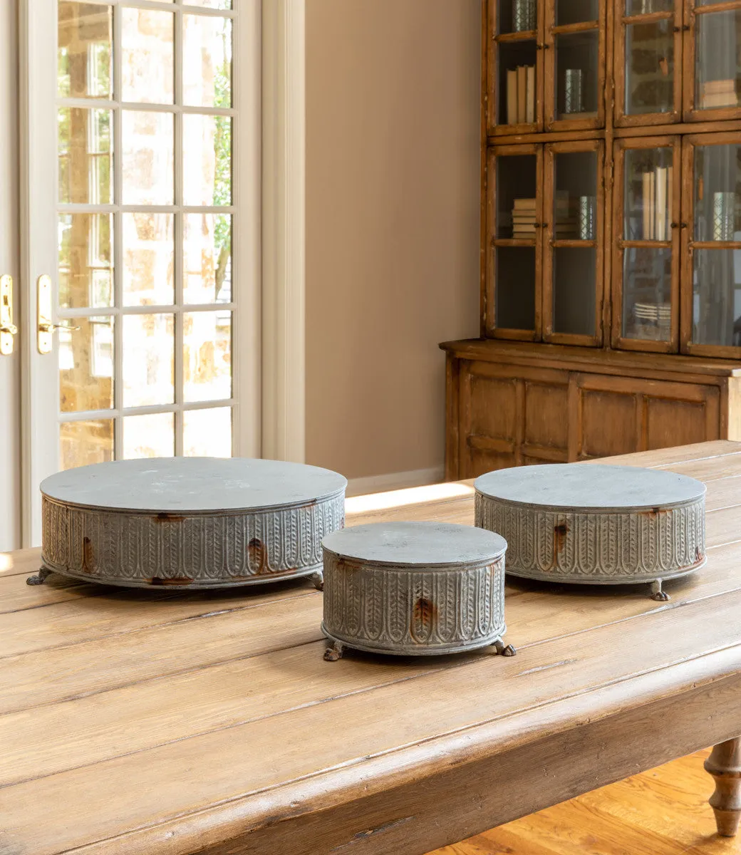 Tin Antique-Style Display Platforms - Set of 3