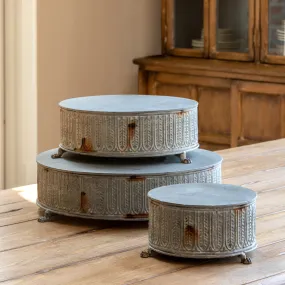 Tin Antique-Style Display Platforms - Set of 3