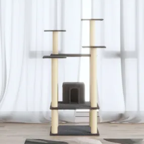 vidaXL Cat Tree with Sisal Scratching Posts Dark Grey 110 cm