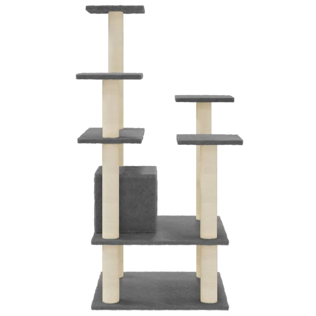 vidaXL Cat Tree with Sisal Scratching Posts Dark Grey 110 cm