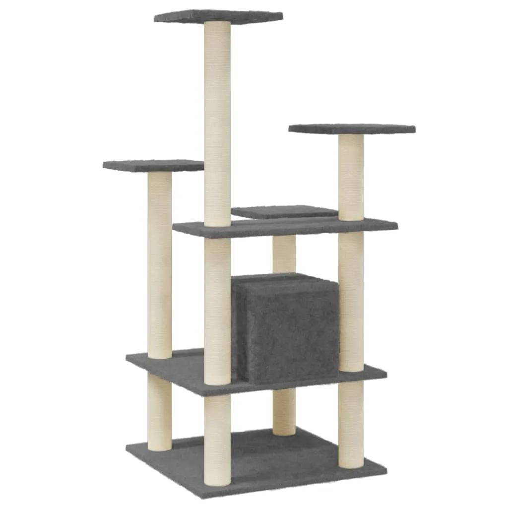 vidaXL Cat Tree with Sisal Scratching Posts Dark Grey 110 cm
