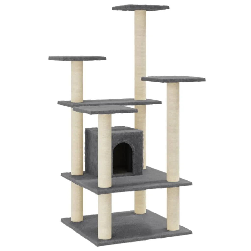 vidaXL Cat Tree with Sisal Scratching Posts Dark Grey 110 cm