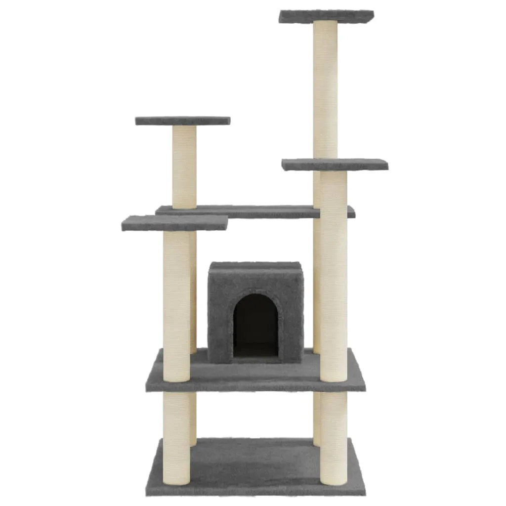 vidaXL Cat Tree with Sisal Scratching Posts Dark Grey 110 cm