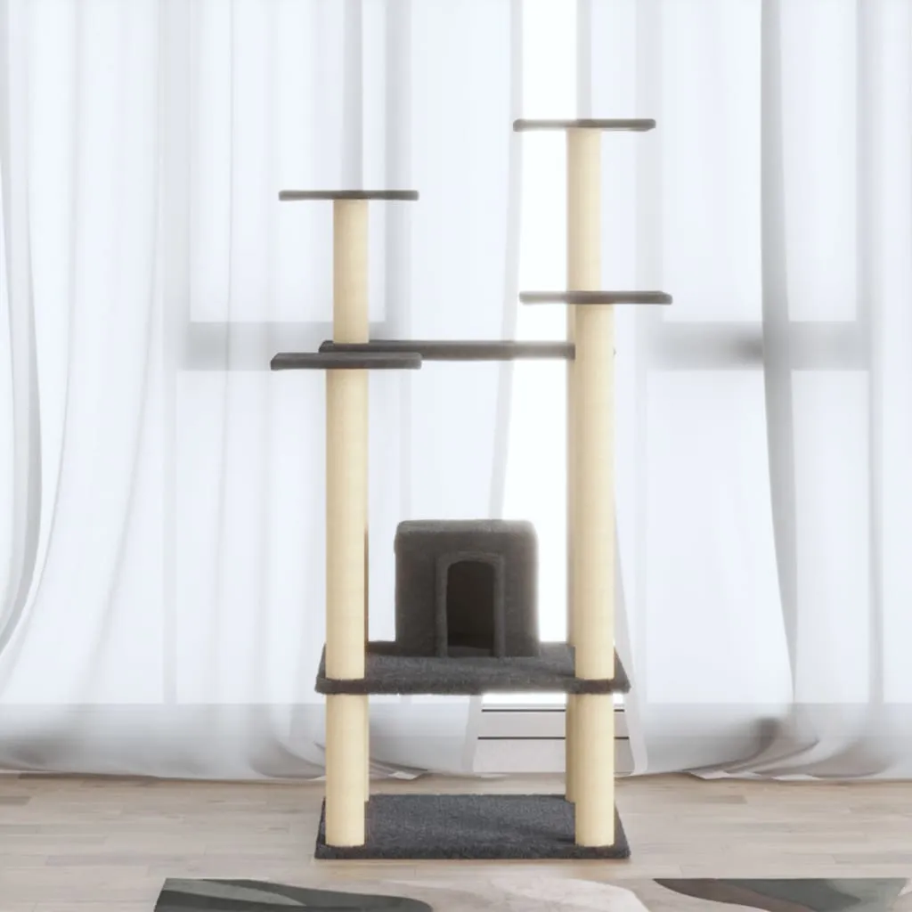 vidaXL Cat Tree with Sisal Scratching Posts Dark Grey 110 cm