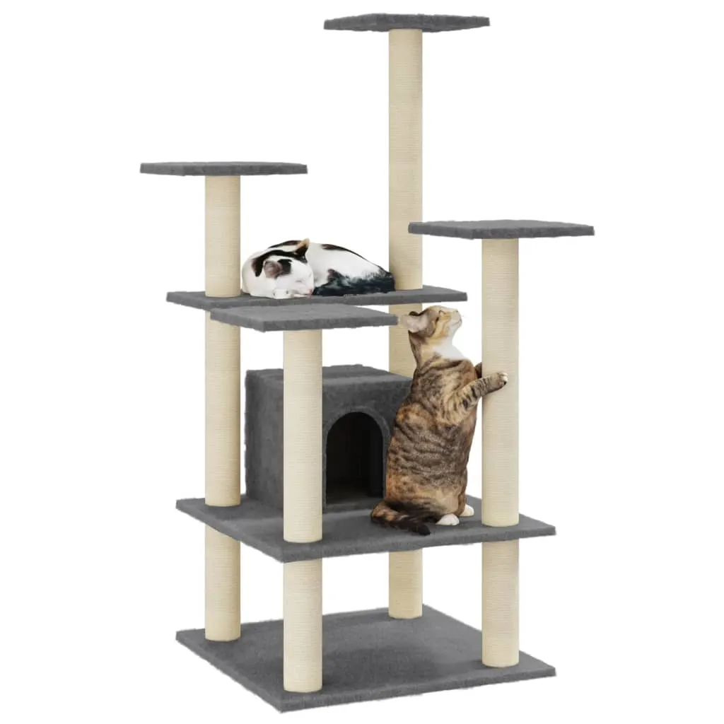 vidaXL Cat Tree with Sisal Scratching Posts Dark Grey 110 cm