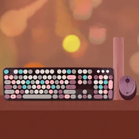 Vintage Colorful Keyboard & Mouse Set