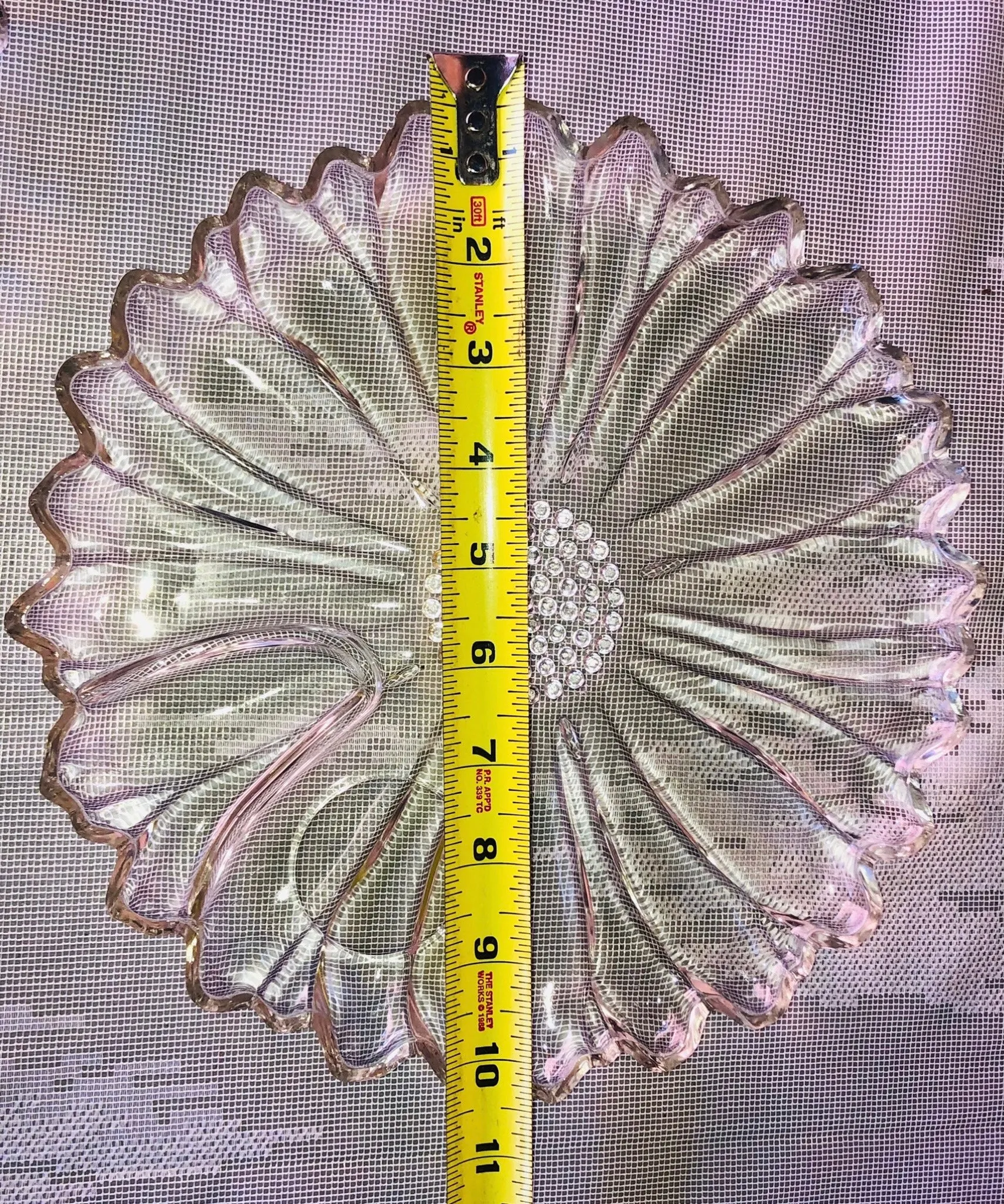 *Vintage Glass Floral Serve Ware Set of 4 Trays and 5 Tea Cups Coffee Mugs