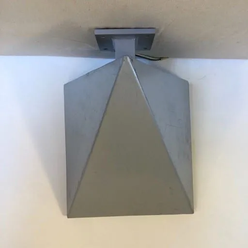 Wall Sconce, Exterior Steel Frame in Gray with Triangular Shape, Modern Industrial Design