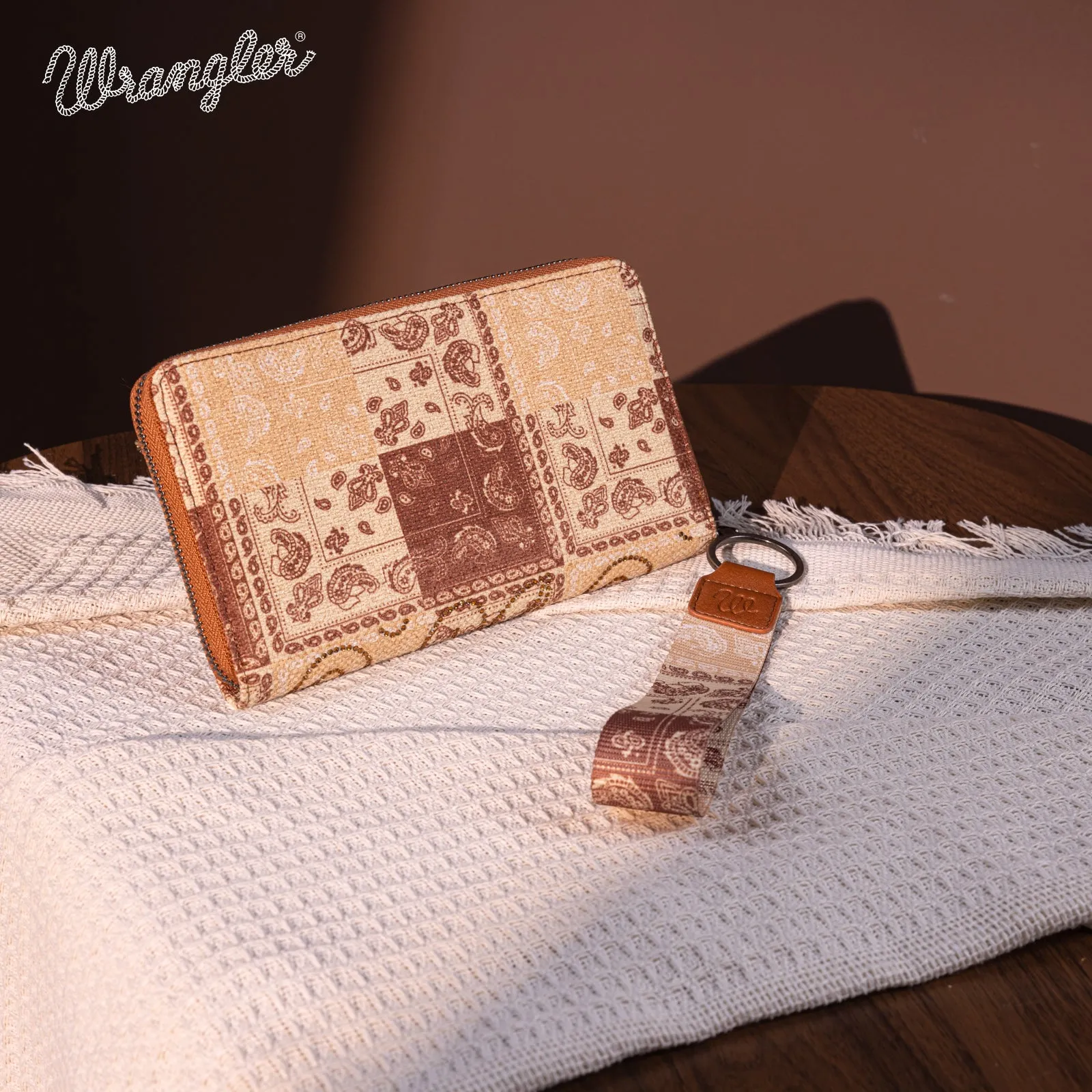 WG138-W006  Wrangler Bandana Paisley Print Wallet -Brown
