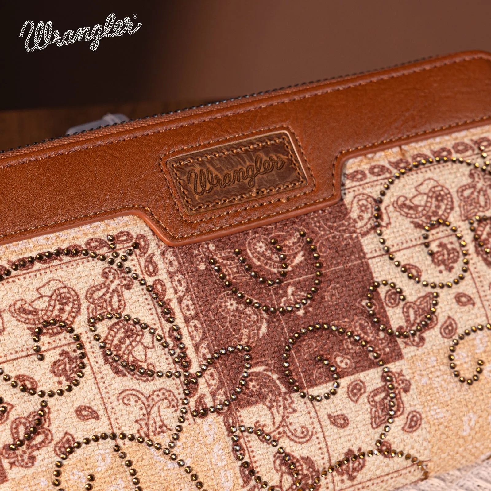 WG138-W006  Wrangler Bandana Paisley Print Wallet -Brown
