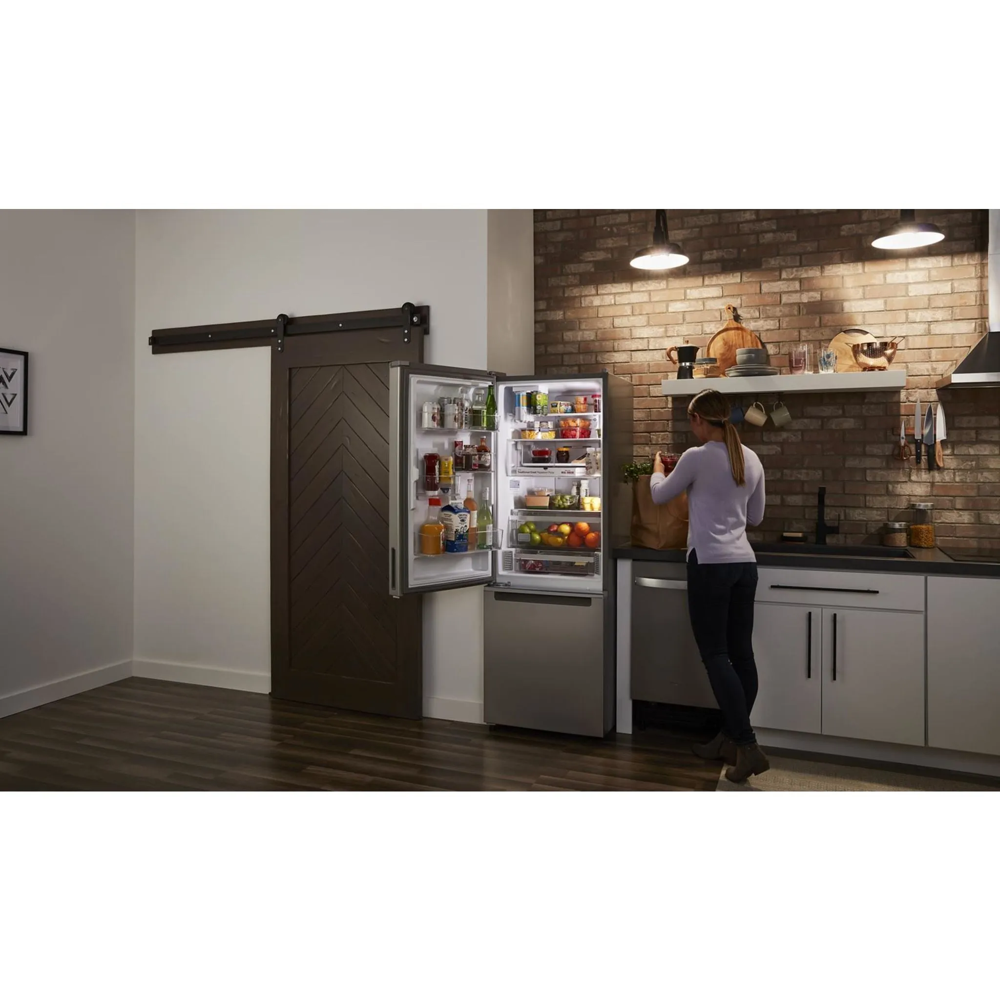 Whirlpool Bottom Mount Fridge (WRB543CMJZ) - Fingerprint-Resistant Stainless Finish