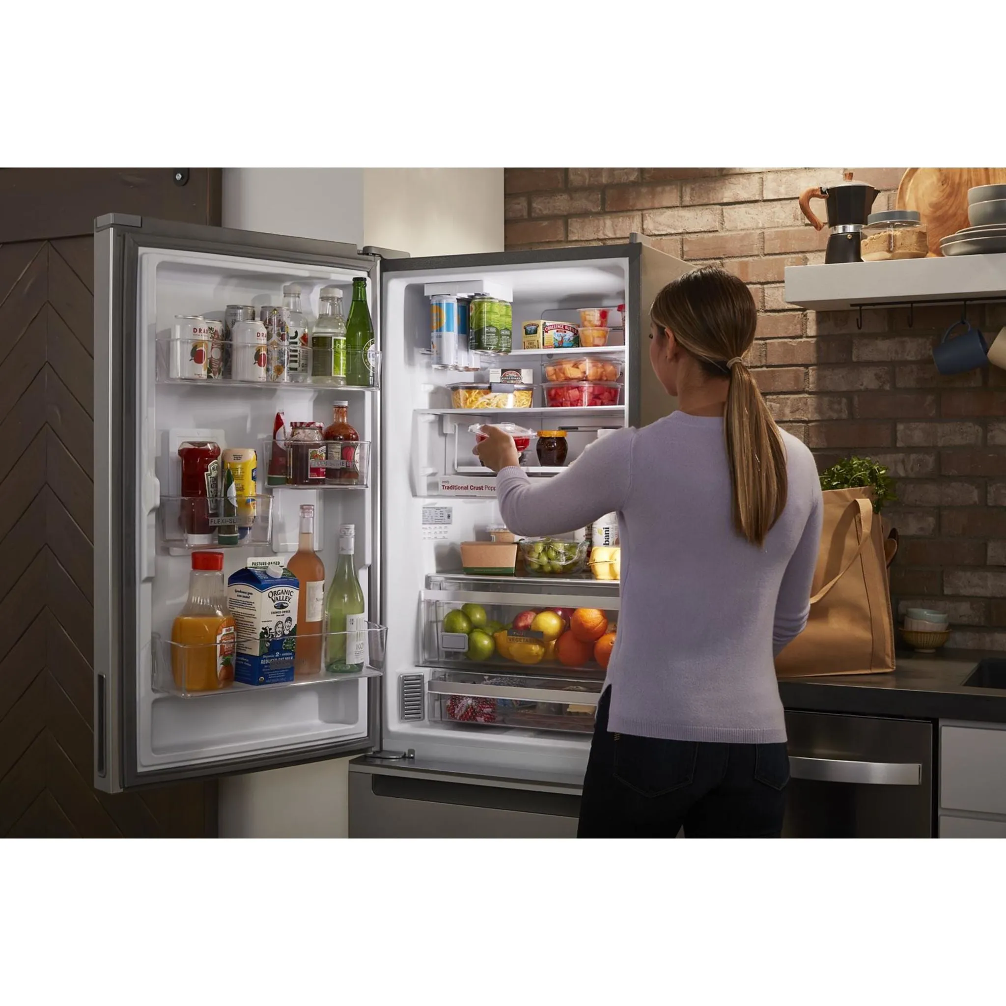 Whirlpool Bottom Mount Fridge (WRB543CMJZ) - Fingerprint-Resistant Stainless Finish