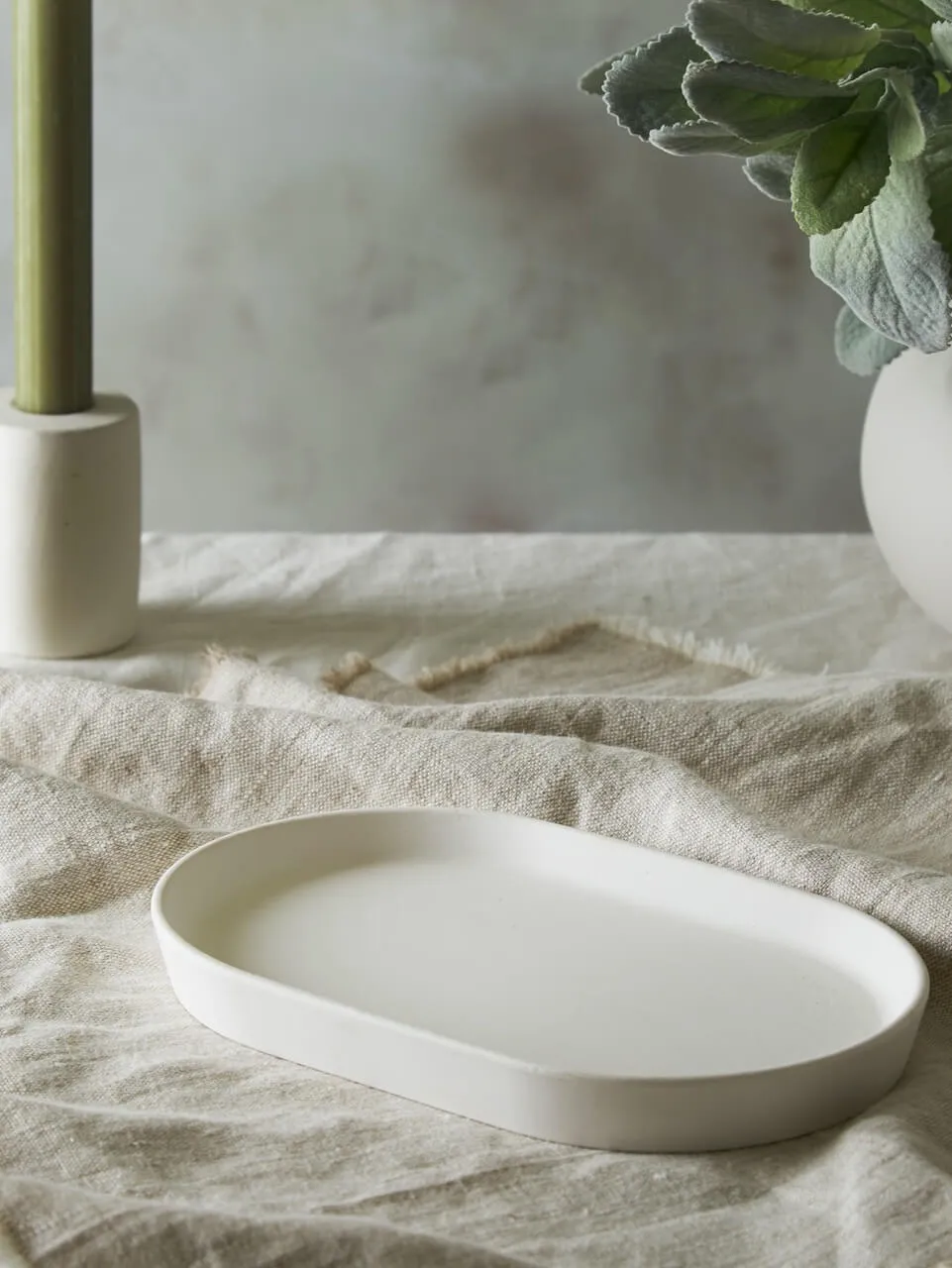 White Oval Ceramic Tray