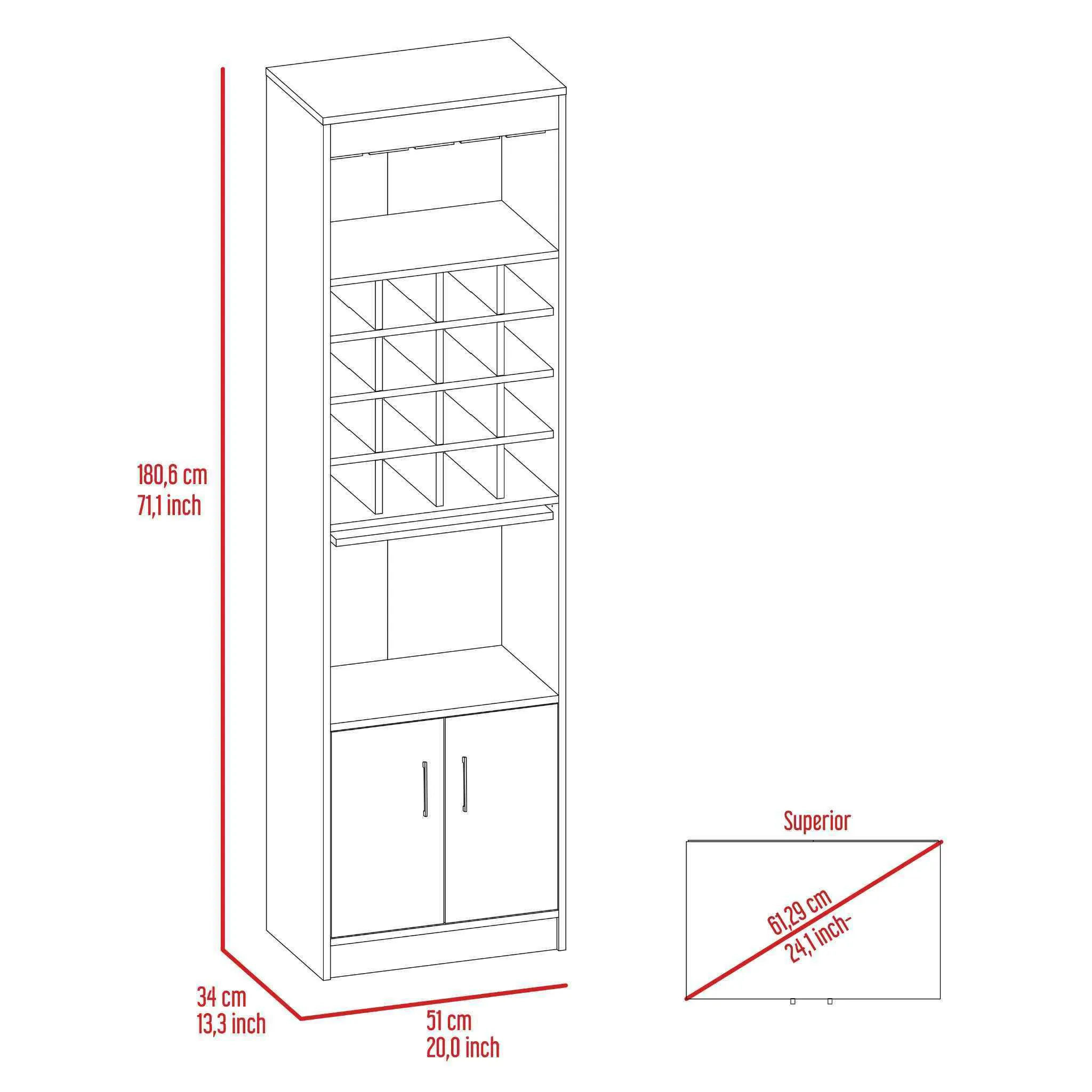 Wolcott 16-Bottle 1-Shelf Bar Cabinet - Espresso