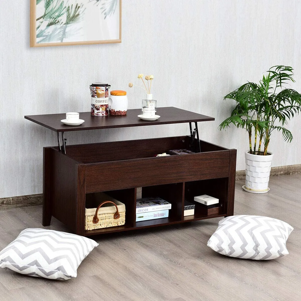 Wood Lift Top Coffee Table, Modern Coffee Table