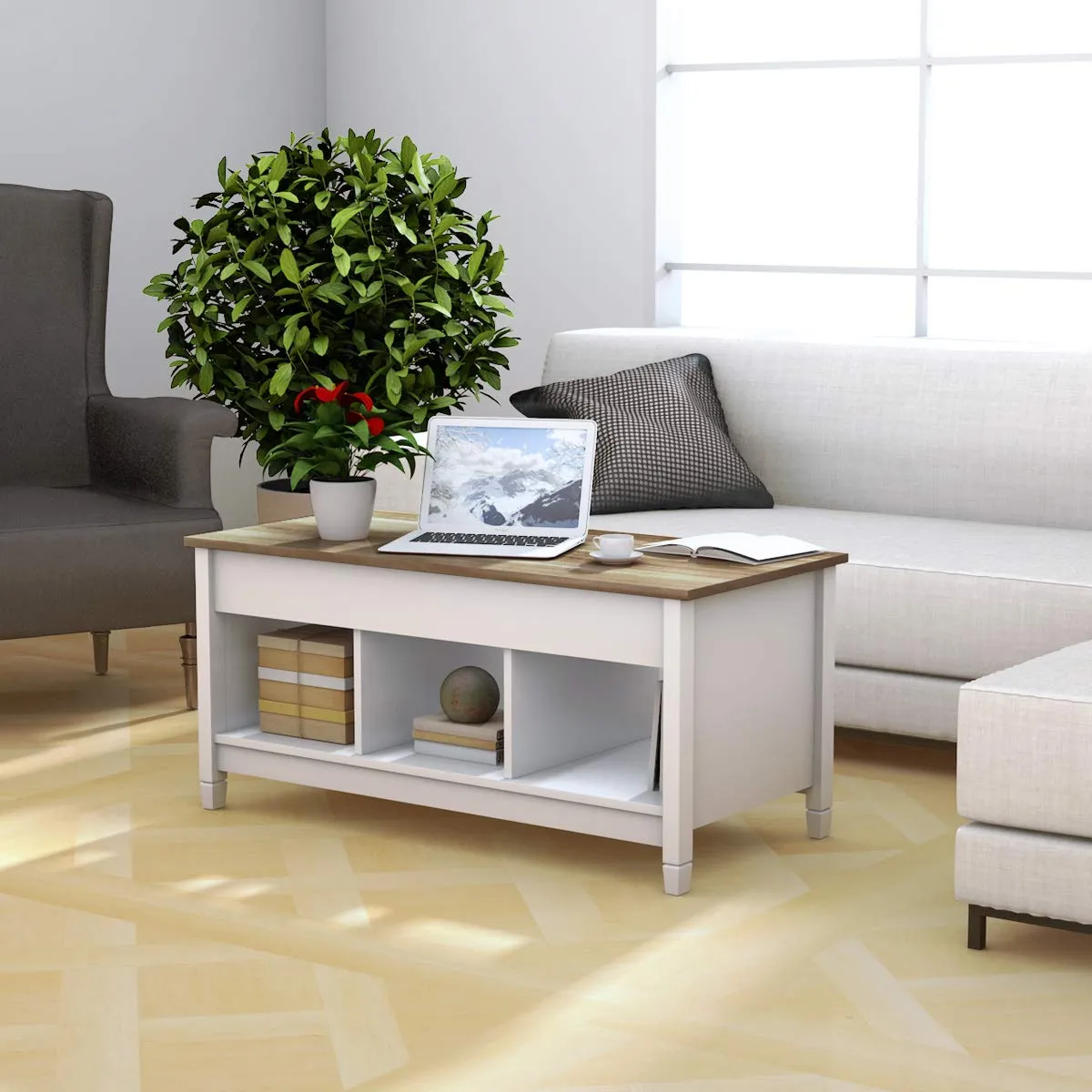 Wood Lift Top Coffee Table, Modern Coffee Table