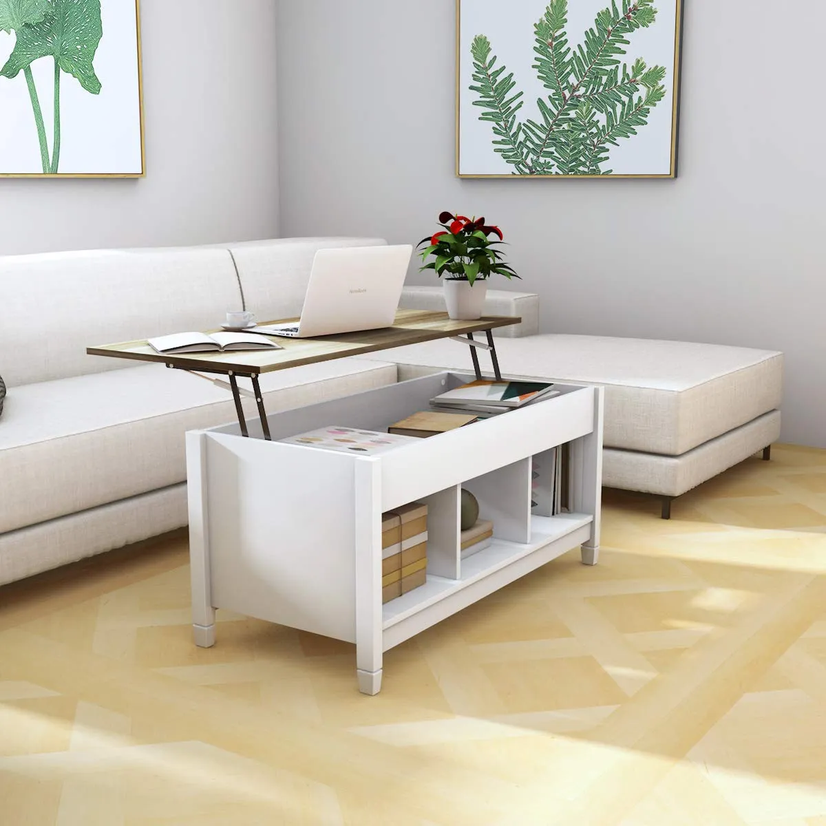 Wood Lift Top Coffee Table, Modern Coffee Table